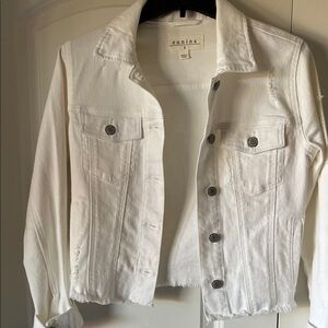 Eunina White Denim Distressed Jacket